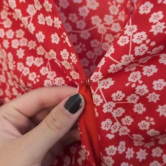 Saints + Secrets Red Floral Wrap Mini Dress - Picture 7 of 9